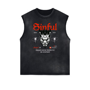 Black Faded Rebel Graphic Tank Top-INNBLAC Fashion Apparel