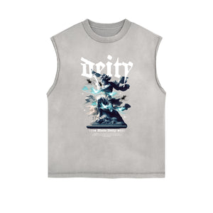 Sleeveless Faded Streetwear T Shirt-INNBLAC Fashion Apparel