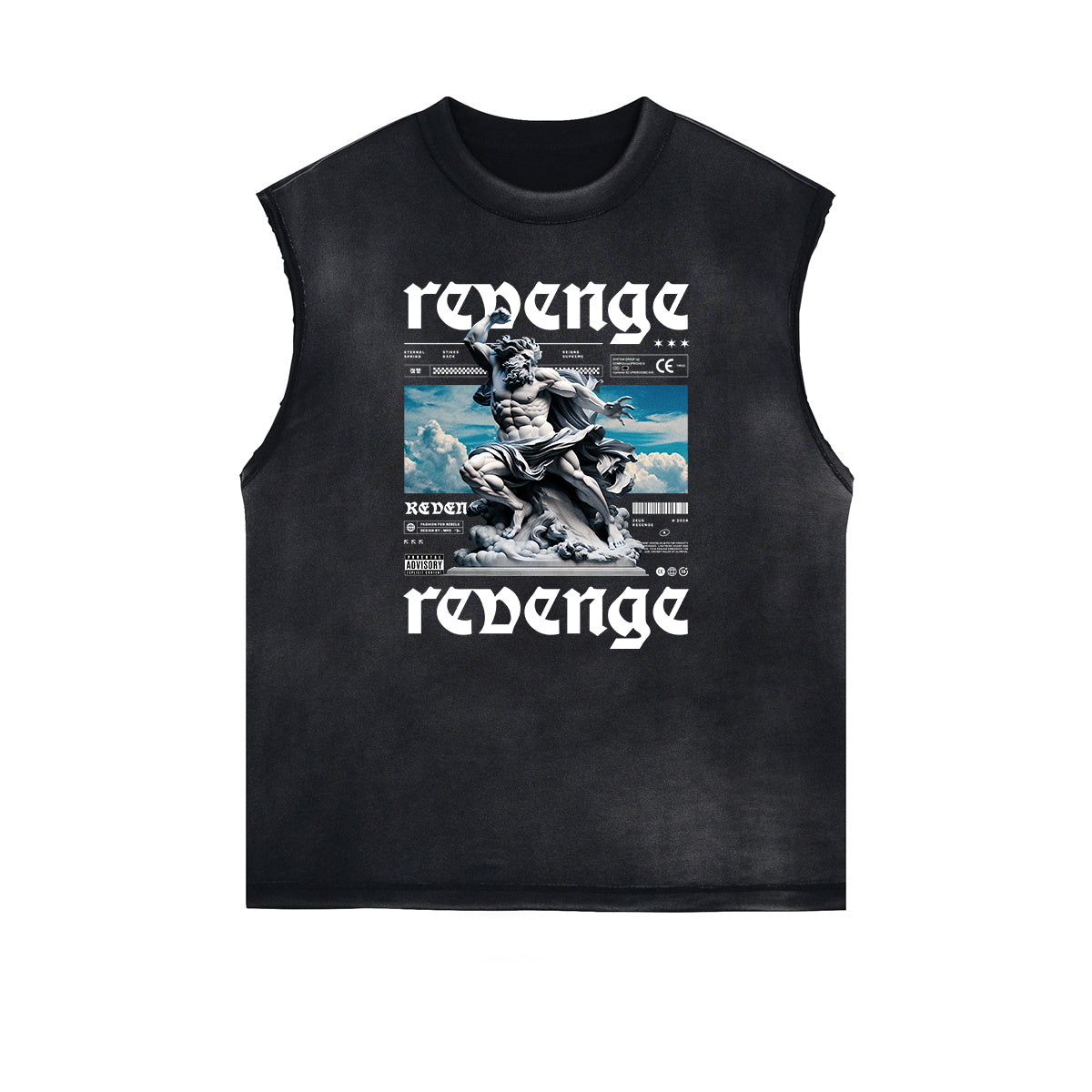 Black Faded Rebel Graphic Tank Top-INNBLAC Fashion Apparel