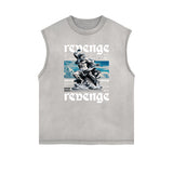 Sleeveless Faded Streetwear T Shirt-INNBLAC Fashion Apparel