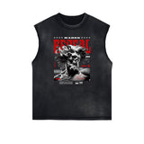 Black Faded Rebel Graphic Tank Top-INNBLAC Fashion Apparel