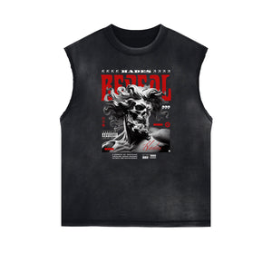 Black Faded Rebel Graphic Tank Top-INNBLAC Fashion Apparel