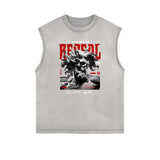 Sleeveless Faded Streetwear T Shirt-INNBLAC Fashion Apparel