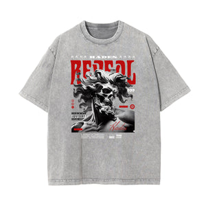 Washed Faded Rebel Graphic Tee-INNBLAC Fashion Apparel