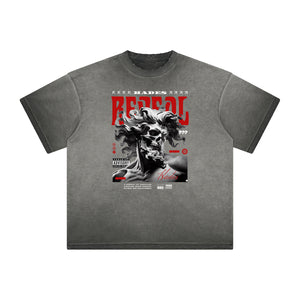 Distressed Faded Rebel Pattern Tee-INNBLAC Fashion Apparel