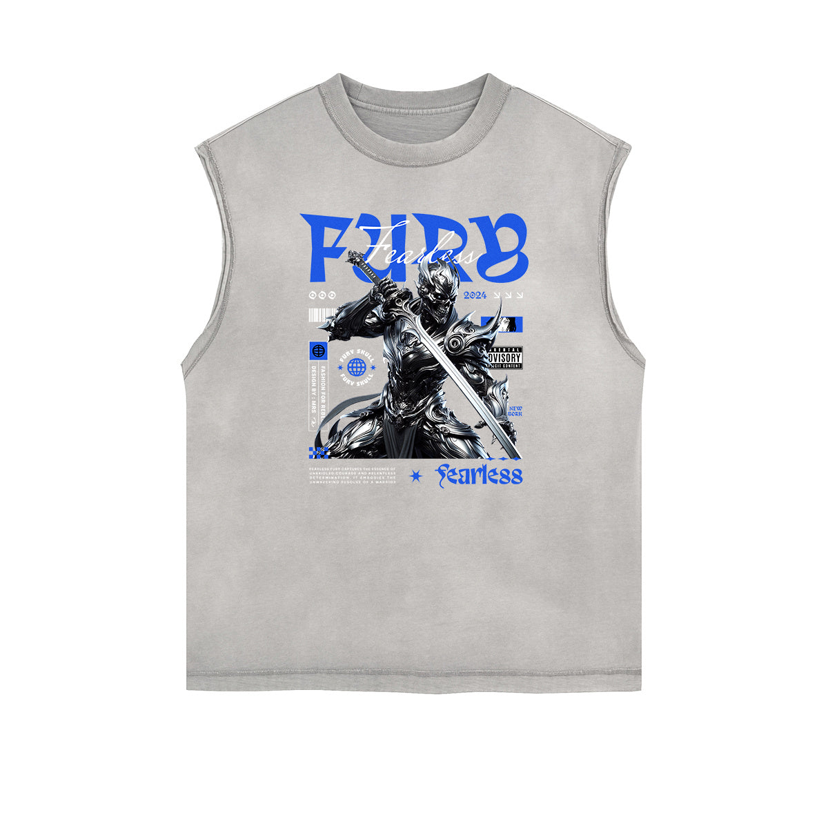 Sleeveless Faded Streetwear T Shirt-INNBLAC Fashion Apparel