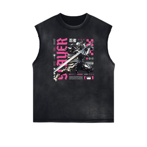 Black Faded Rebel Graphic Tank Top-INNBLAC Fashion Apparel