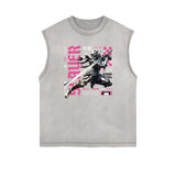 Sleeveless Faded Streetwear T Shirt-INNBLAC Fashion Apparel