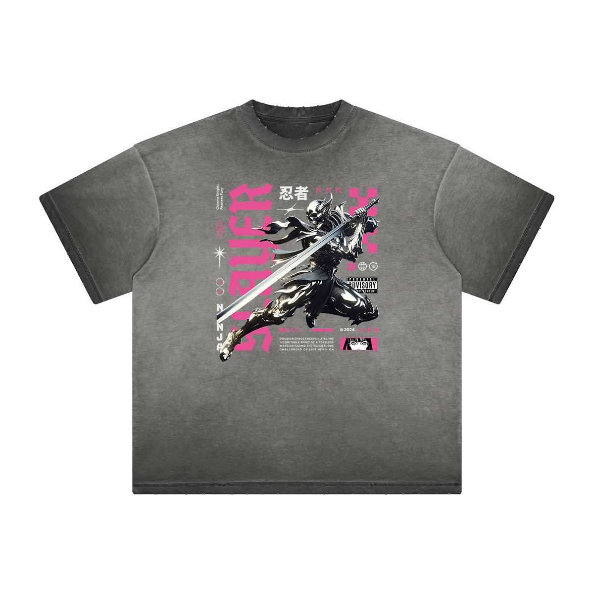 Distressed Faded Rebel Pattern Tee-INNBLAC Fashion Apparel