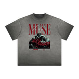 Distressed Faded Rebel Pattern Tee-INNBLAC Fashion Apparel