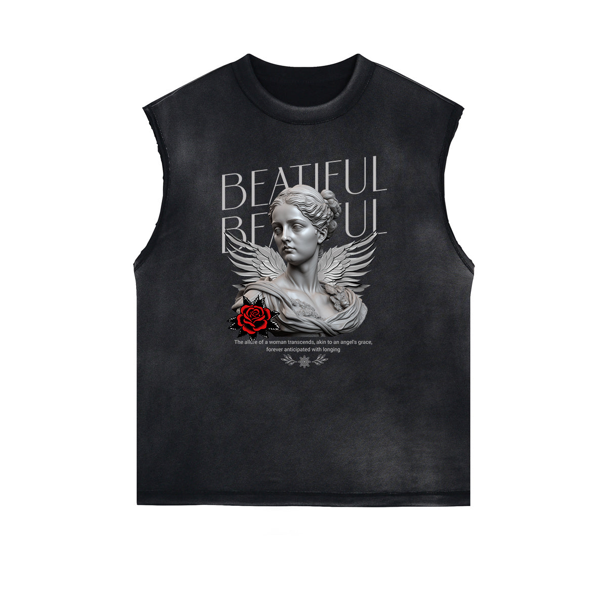 Black Faded Rebel Graphic Tank Top-INNBLAC Fashion Apparel