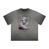 Distressed Faded Rebel Pattern Tee-INNBLAC Fashion Apparel