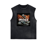 Sleeveless Washed Faded Abstract Graphic Tee-INNBLAC Fashion Apparel