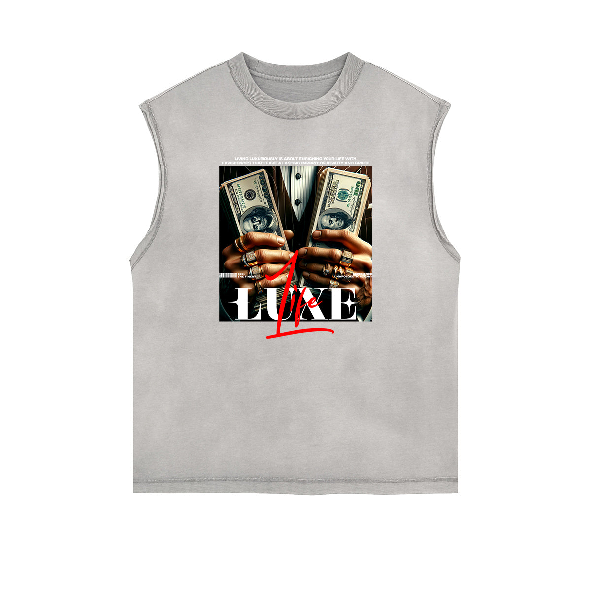 Stone Wash Streetwear Abstract Graphic Tank Top-INNBLAC Fashion Apparel