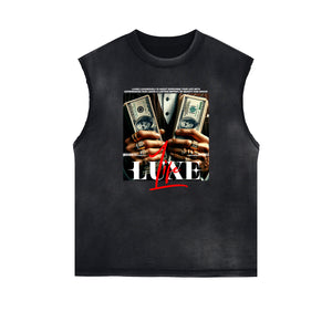 Sleeveless Washed Faded Abstract Graphic Tee-INNBLAC Fashion Apparel