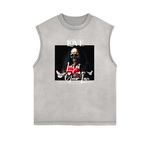 Stone Wash Streetwear Abstract Graphic Tank Top-INNBLAC Fashion Apparel