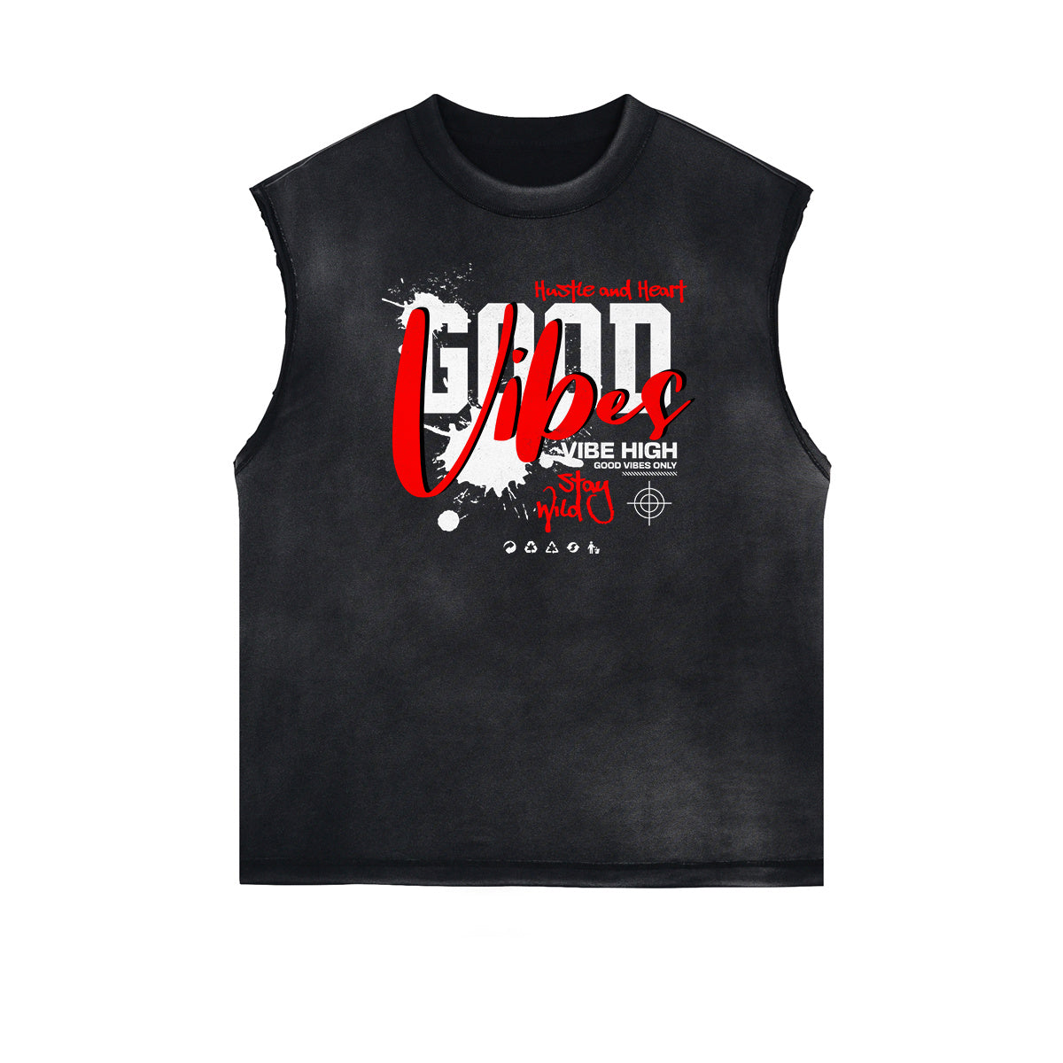 Sleeveless Abstract Street Fashion Graphic Tee-INNBLAC Fashion Apparel