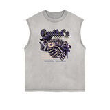 Stone Wash Abstract Pattern Tank Top-INNBLAC Fashion Apparel