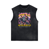 Washed Streetwear Street Pattern Tank Top-INNBLAC Fashion Apparel