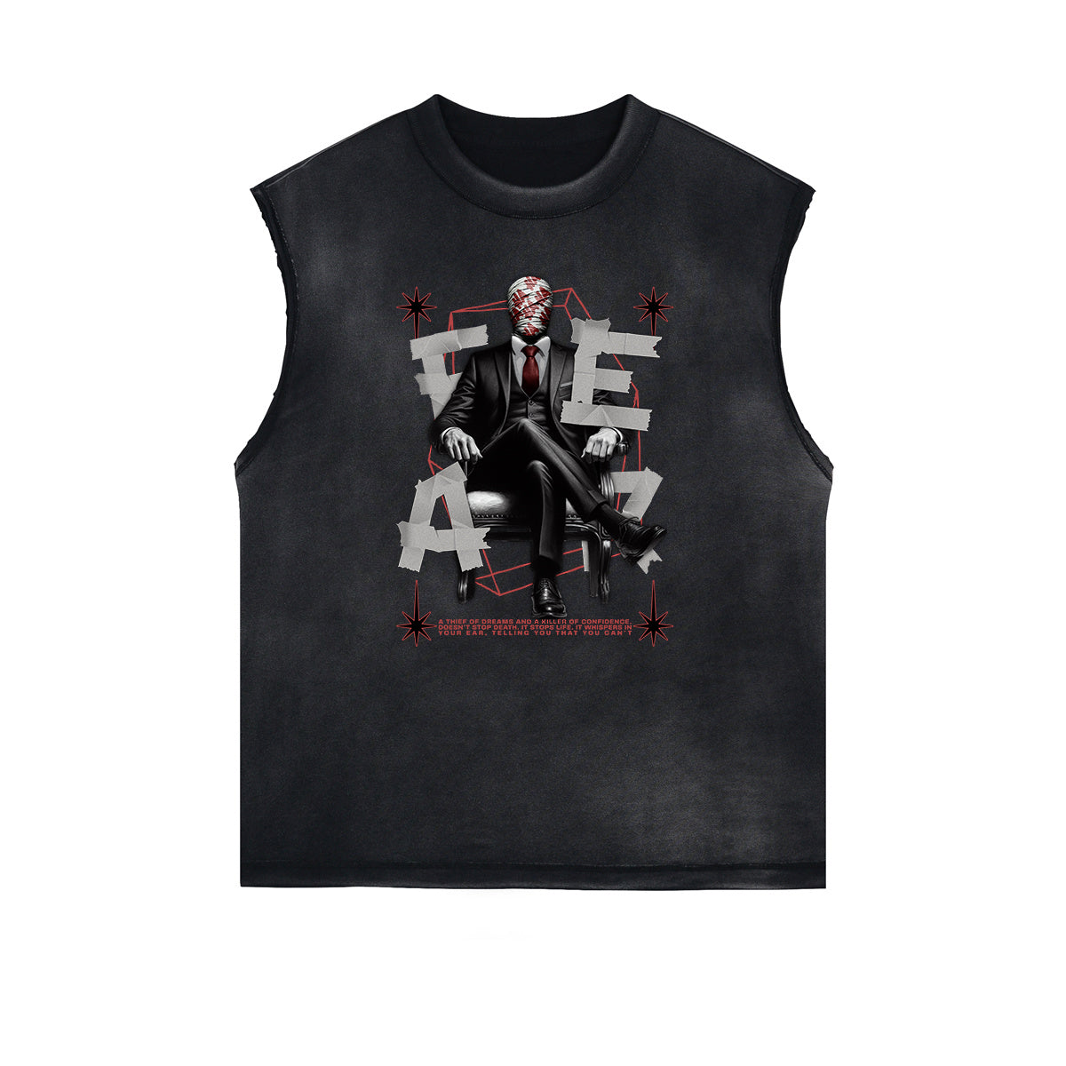 Sleeveless Washed Street Style Graphic T Shirt-INNBLAC Fashion Apparel