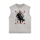 Stone Wash Streetwear Pattern Tank Top-INNBLAC Fashion Apparel