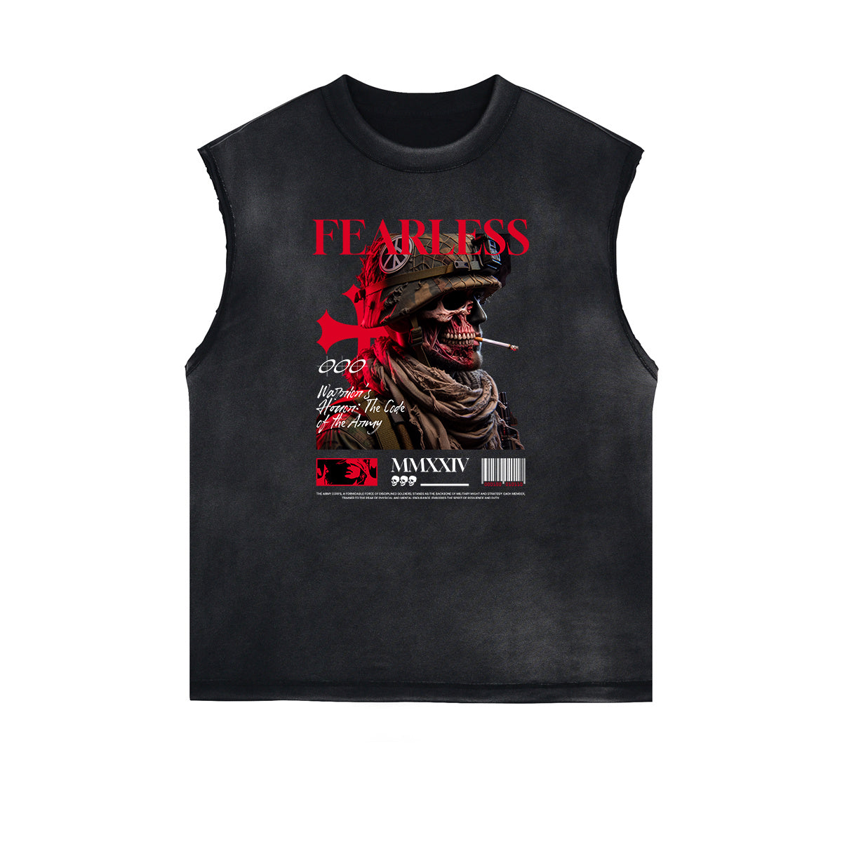 Sleeveless Washed Street Style Graphic T Shirt-INNBLAC Fashion Apparel