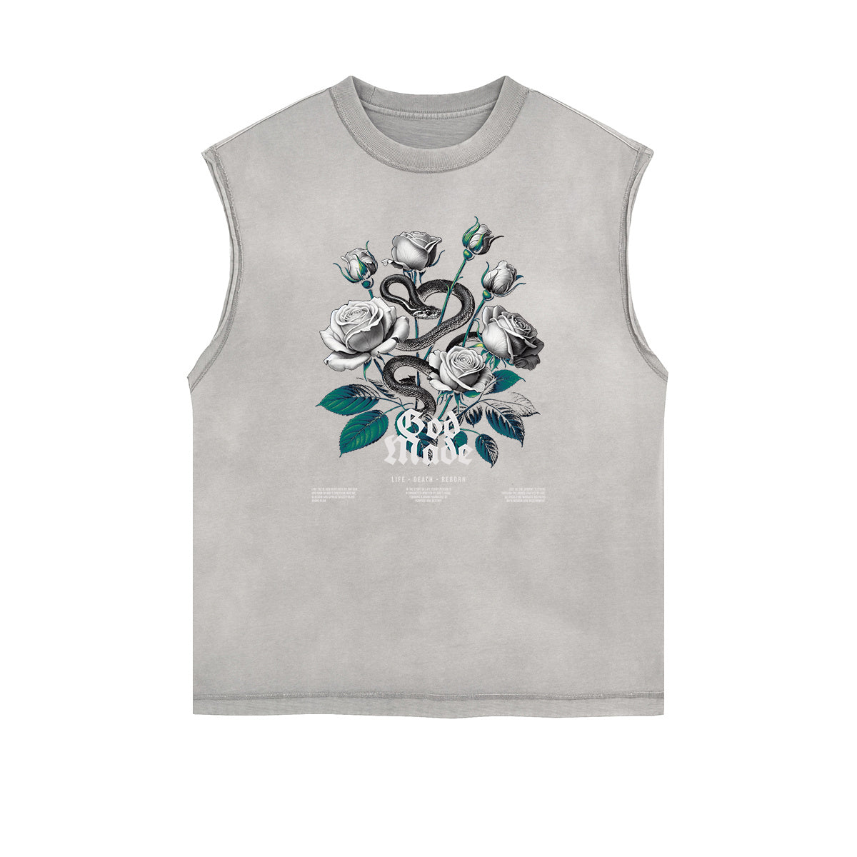 Stone Wash Streetwear Pattern Tank Top-INNBLAC Fashion Apparel