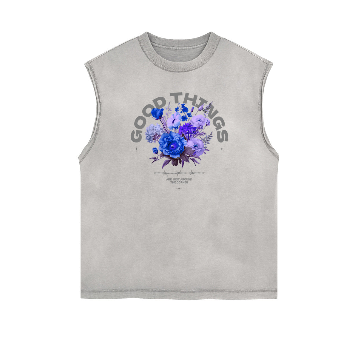 Stone Wash Streetwear Pattern Tank Top-INNBLAC Fashion Apparel