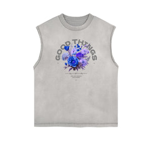 Stone Wash Streetwear Pattern Tank Top-INNBLAC Fashion Apparel