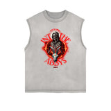 Stone Wash Streetwear Pattern Tank Top-INNBLAC Fashion Apparel