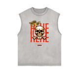 Stone Wash Streetwear Pattern Tank Top-INNBLAC Fashion Apparel