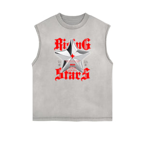 Stone Wash Streetwear Pattern Tank Top-INNBLAC Fashion Apparel