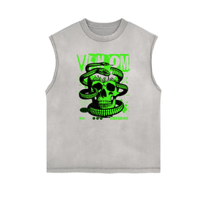 Stone Wash Streetwear Pattern Tank Top-INNBLAC Fashion Apparel