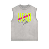 Stone Wash Streetwear Pattern Tank Top-INNBLAC Fashion Apparel