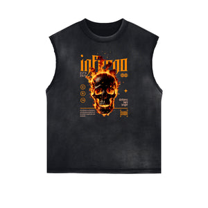 Washed Faded Streetwear Pattern Tank-INNBLAC Fashion Apparel