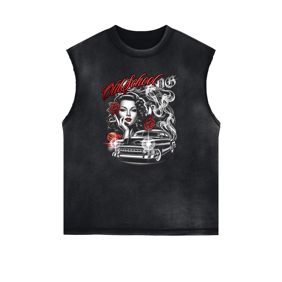 Washed Faded Streetwear Pattern Tank-INNBLAC Fashion Apparel