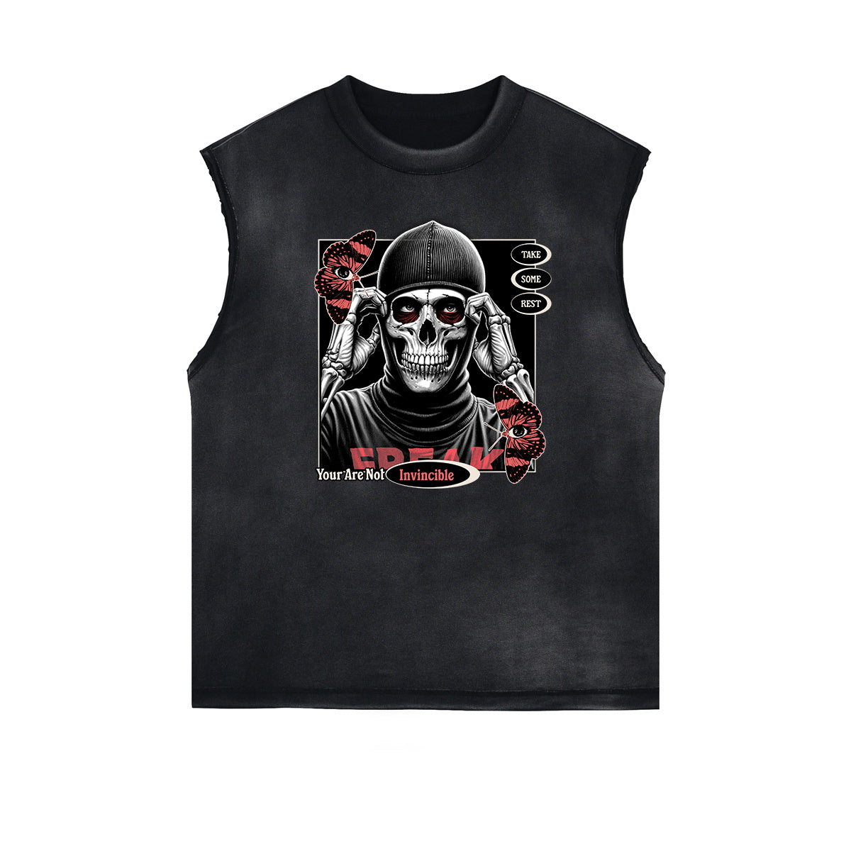 Washed Faded Streetwear Pattern Tank-INNBLAC Fashion Apparel