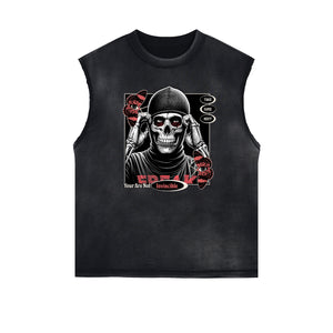 Washed Faded Streetwear Pattern Tank-INNBLAC Fashion Apparel