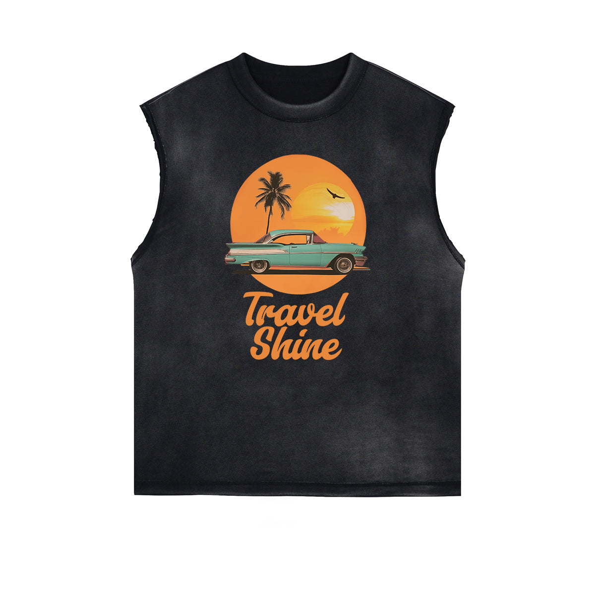 Washed Faded Street Style Pattern Tank Top-INNBLAC Fashion Apparel