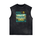 Washed Faded Street Style Pattern Tank Top-INNBLAC Fashion Apparel