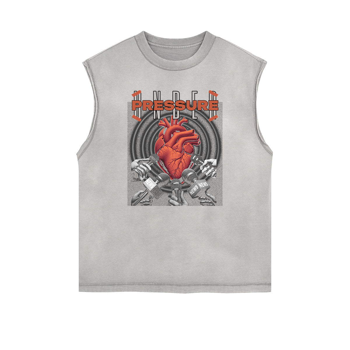 Sleeveless Stone Wash Streetwear Graphic Tee-INNBLAC Fashion Apparel