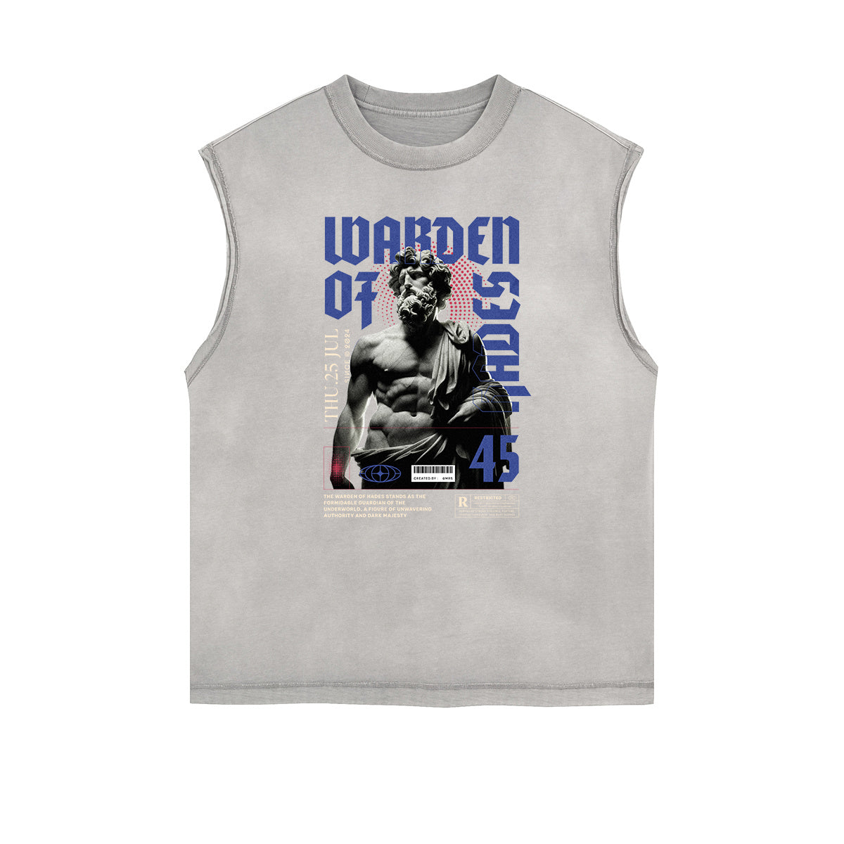 Sleeveless Stone Wash Streetwear Graphic Tee-INNBLAC Fashion Apparel