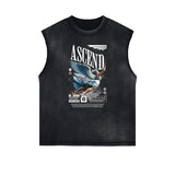 Sleeveless Street Style Abstract Pattern T Shirt-INNBLAC Fashion Apparel