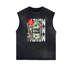 Sleeveless Black Streetwear Inspired Graphic Tee-INNBLAC Fashion Apparel