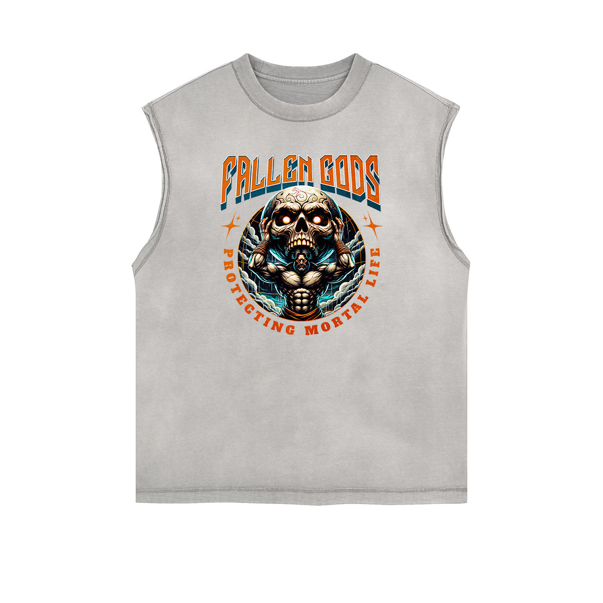 Stone Wash Streetwear Pattern Tank Top-INNBLAC Fashion Apparel