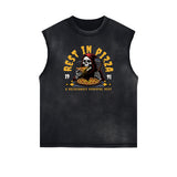 Sleeveless Black Streetwear Inspired Graphic Tee-INNBLAC Fashion Apparel