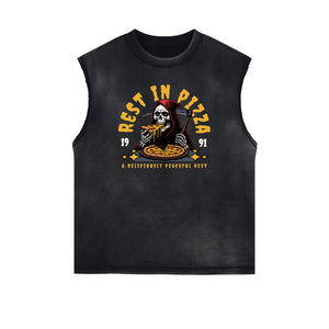 Sleeveless Black Streetwear Inspired Graphic Tee-INNBLAC Fashion Apparel