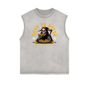 Stone Wash Streetwear Pattern Tank Top-INNBLAC Fashion Apparel