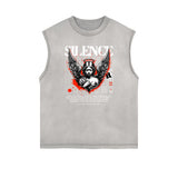 Stone Wash Streetwear Pattern Tank Top-INNBLAC Fashion Apparel