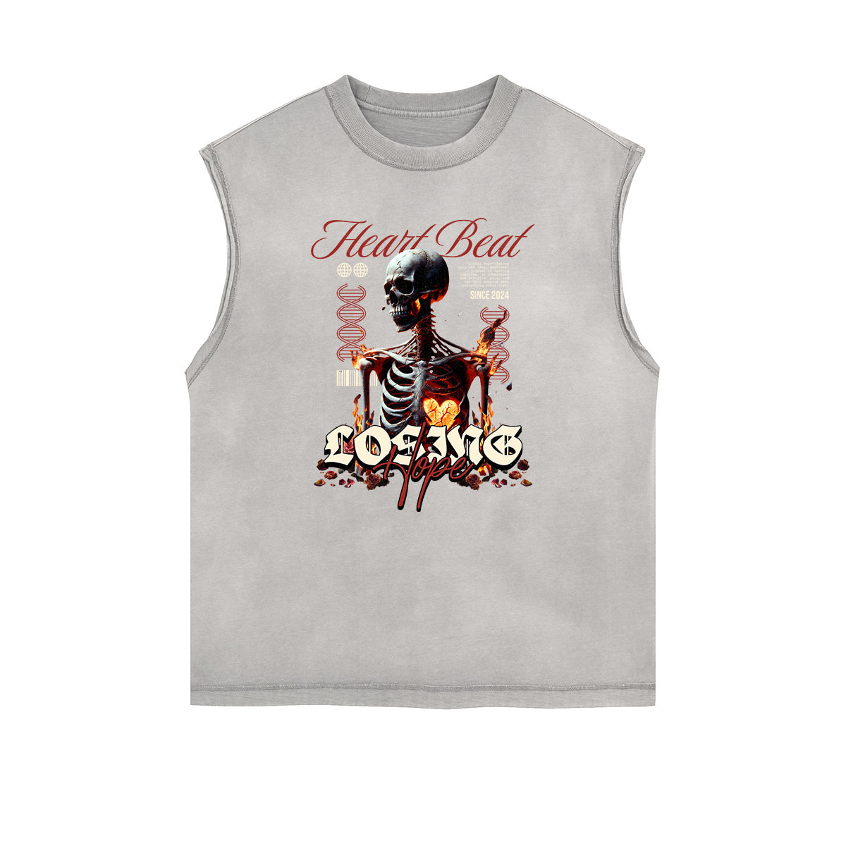 Stone Wash Streetwear Pattern Tank Top-INNBLAC Fashion Apparel